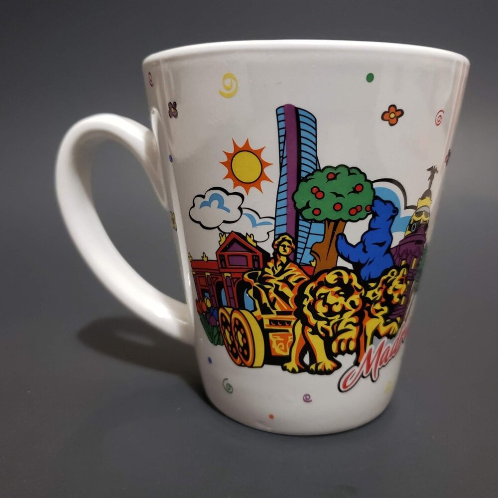 Lovely Day Madrid City Landmarks Mug White Colorful Souvenir